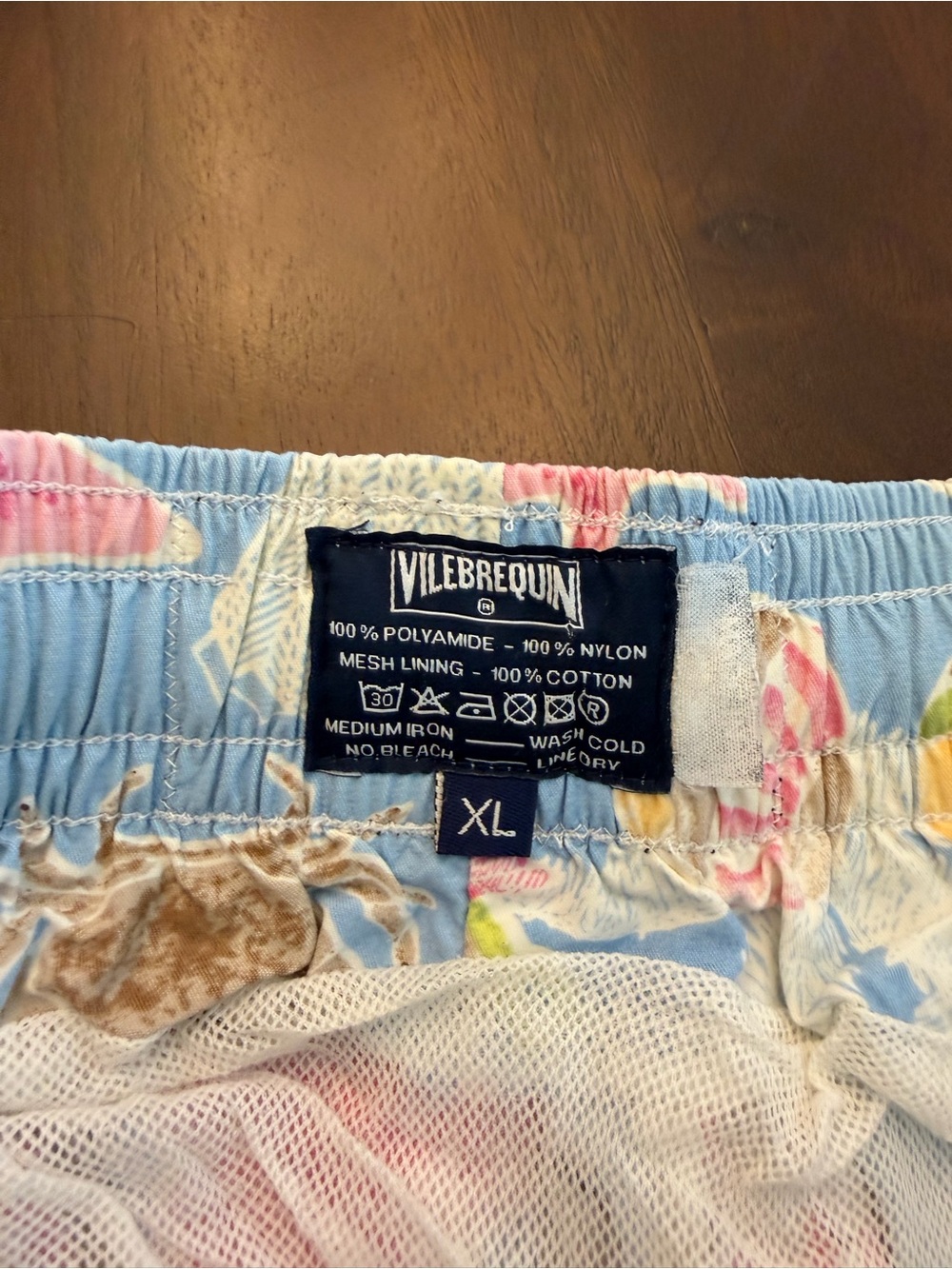 Vilebrequin Blue Swim Trunks with Pink and Yellow Tropical Motif - Picture 6 of 7